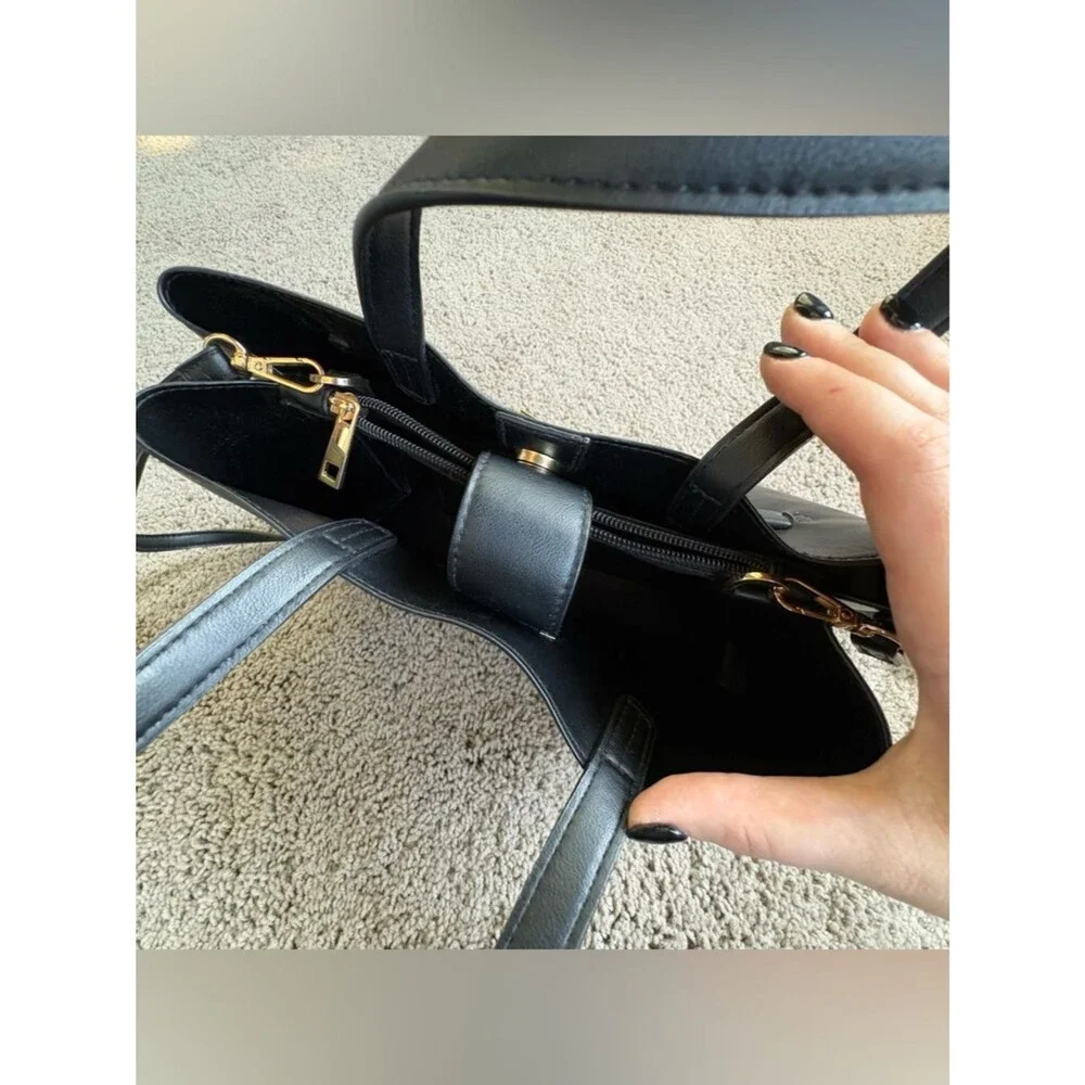 a new day Black Shoulder Bag with Detachable Strap